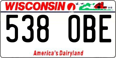 WI license plate 538OBE