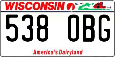 WI license plate 538OBG