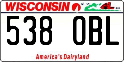 WI license plate 538OBL