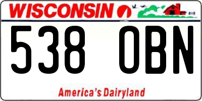 WI license plate 538OBN