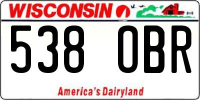 WI license plate 538OBR