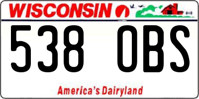 WI license plate 538OBS