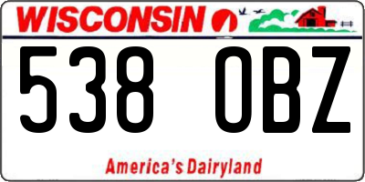 WI license plate 538OBZ