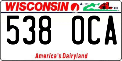 WI license plate 538OCA