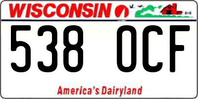 WI license plate 538OCF