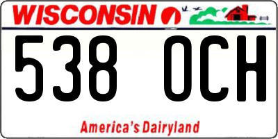 WI license plate 538OCH