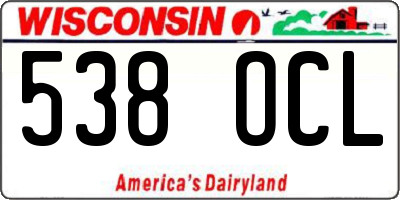 WI license plate 538OCL