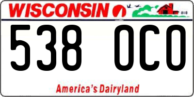 WI license plate 538OCO