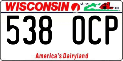 WI license plate 538OCP