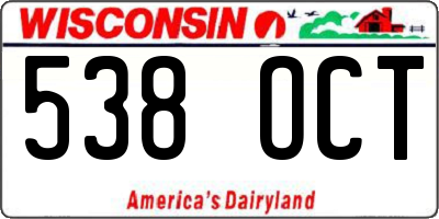 WI license plate 538OCT