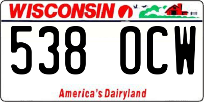 WI license plate 538OCW