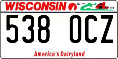 WI license plate 538OCZ