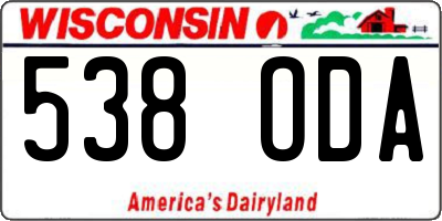 WI license plate 538ODA