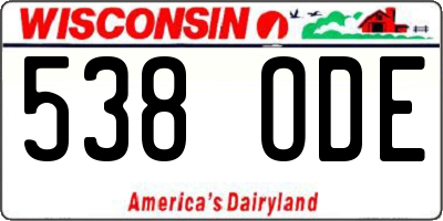 WI license plate 538ODE