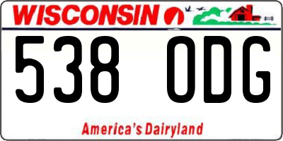 WI license plate 538ODG