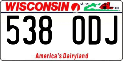 WI license plate 538ODJ