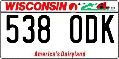 WI license plate 538ODK
