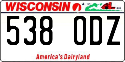 WI license plate 538ODZ