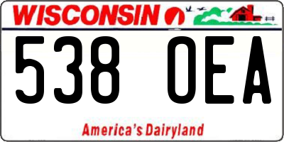 WI license plate 538OEA