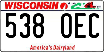 WI license plate 538OEC