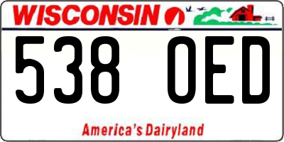 WI license plate 538OED