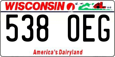 WI license plate 538OEG