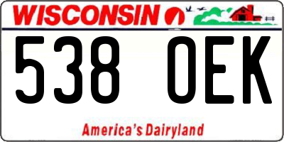WI license plate 538OEK