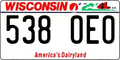 WI license plate 538OEO
