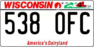WI license plate 538OFC