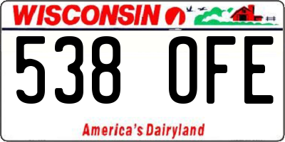 WI license plate 538OFE
