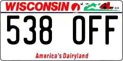 WI license plate 538OFF