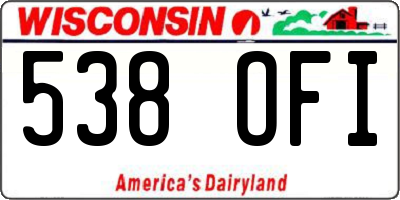 WI license plate 538OFI