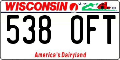 WI license plate 538OFT