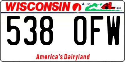 WI license plate 538OFW