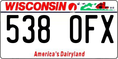 WI license plate 538OFX