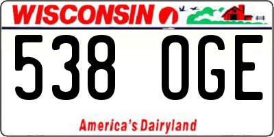 WI license plate 538OGE