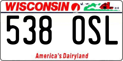 WI license plate 538OSL