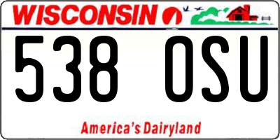 WI license plate 538OSU