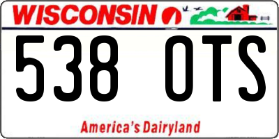 WI license plate 538OTS