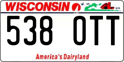 WI license plate 538OTT