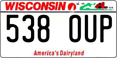 WI license plate 538OUP