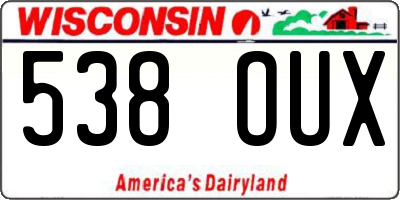 WI license plate 538OUX