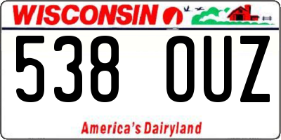 WI license plate 538OUZ