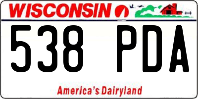 WI license plate 538PDA