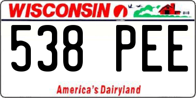 WI license plate 538PEE