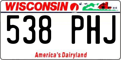 WI license plate 538PHJ