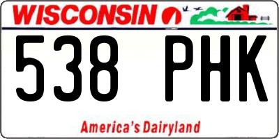 WI license plate 538PHK