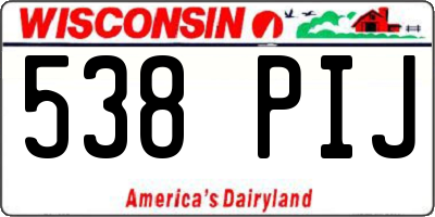 WI license plate 538PIJ