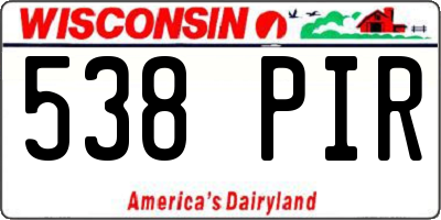 WI license plate 538PIR