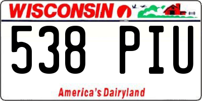 WI license plate 538PIU